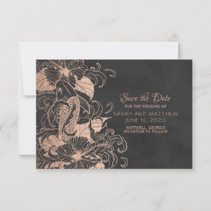 Rose Gold Foil floral Koi Hochzeit speichern Datum Save The Date