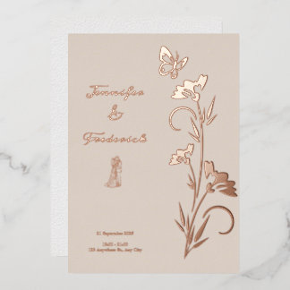 Rose Gold Foil Floral Wedding Folieneinladung