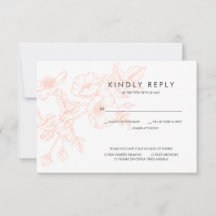 Rose Gold Foil Floral Wedding RSVP mit Speisen