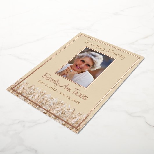 Rose Gold Foil Foto Beerdigung Karte mit Gedicht (Gedreht)