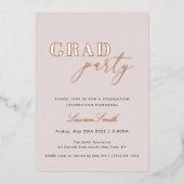 Rose Gold Foil Foto Graduation Party Folieneinladung (Vorderseite)