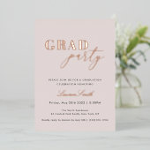 Rose Gold Foil Foto Graduation Party Folieneinladung (Stehend vorne)