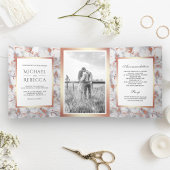 Rose Gold Foil Foto Hochzeit aus weißem Marmor Dreifach Gefaltete Einladung