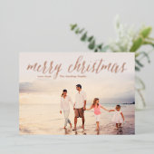 Rose Gold Foil Frohe Weihnachtsfoto Karten Creme (Stehend vorne)