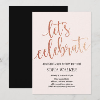 Rose Gold Foil , Geburtstagsfeier Einladung