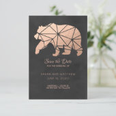 Rose Gold Foil Geo Bear Hochzeit speichern Sie das Save The Date (Stehend Vorderseite)