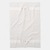 Rose Gold Foil Geometric Hexagon Monogramm Geschirrtuch (Vertikal)