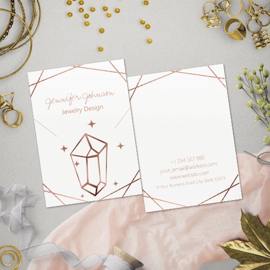 Rose Gold Foil Geometric Necklace Display Card Visitenkarte