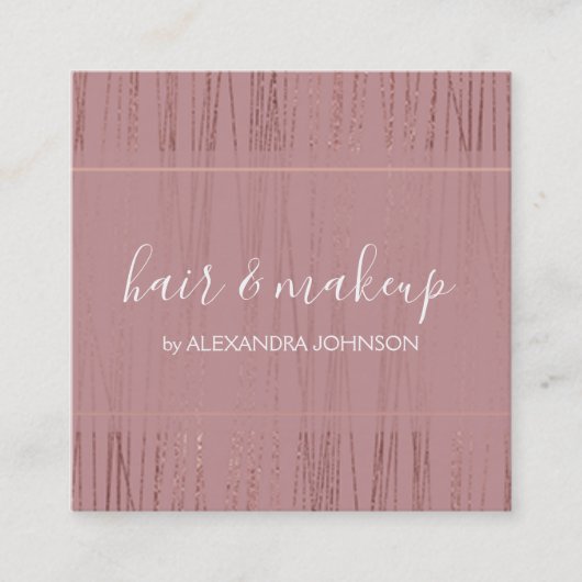 Rose Gold Foil gestreift Moderne Muster Quadratische Visitenkarte (Vorderseite)