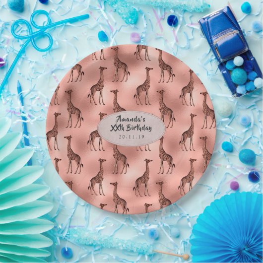 Rose Gold Foil Giraffe Muster Pappteller (Party)