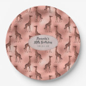 Rose Gold Foil Giraffe Muster Pappteller (Vorderseite)