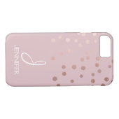 Rose Gold Foil Girly Confetti Monogram Case-Mate iPhone Hülle (Rückseite (Horizontal))