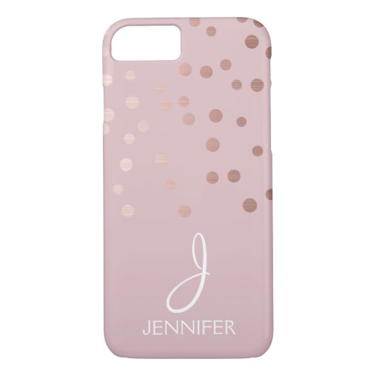 Rose Gold Foil Girly Confetti Monogram Case-Mate iPhone Hülle (Rückseite)