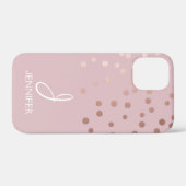 Rose Gold Foil Girly Confetti Monogram Case-Mate iPhone Hülle (Rückseite (Horizontal))