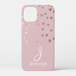 Rose Gold Foil Girly Confetti Monogram Case-Mate iPhone Hülle