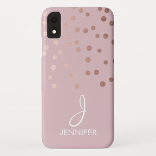 Rose Gold Foil Girly Confetti Monogram Case-Mate iPhone Hülle