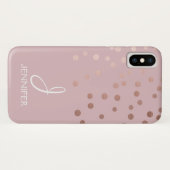 Rose Gold Foil Girly Confetti Monogram Case-Mate iPhone Hülle (Rückseite (Horizontal))