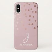 Rose Gold Foil Girly Confetti Monogram Case-Mate iPhone Hülle (Rückseite)