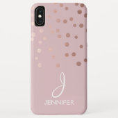 Rose Gold Foil Girly Confetti Monogram Case-Mate iPhone Hülle (Rückseite)
