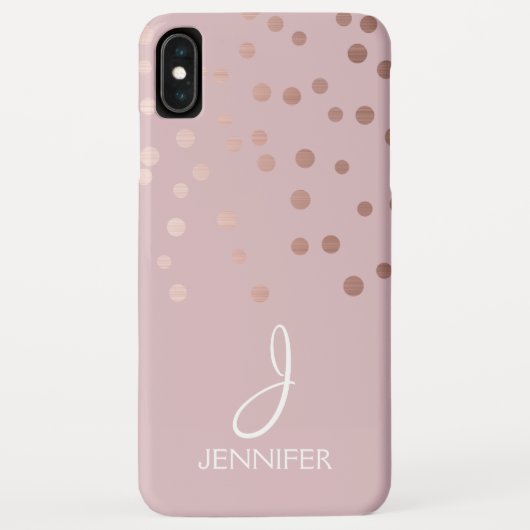 Rose Gold Foil Girly Confetti Monogram Case-Mate iPhone Hülle (Rückseite)