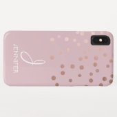 Rose Gold Foil Girly Confetti Monogram Case-Mate iPhone Hülle (Rückseite (Horizontal))
