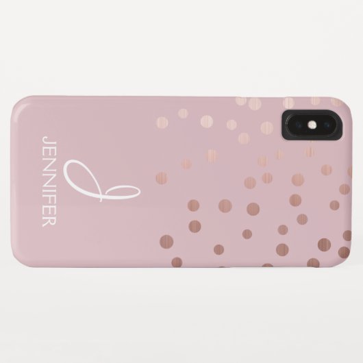 Rose Gold Foil Girly Confetti Monogram Case-Mate iPhone Hülle (Rückseite (Horizontal))