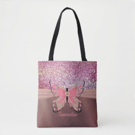 Rose Gold Foil Glitterie Dekorative Bow Girlaname Tasche