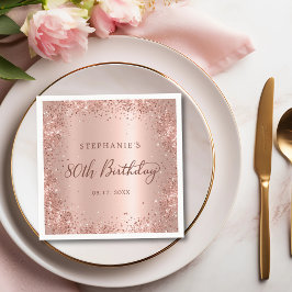 Rose Gold Foil Glitzer 80. Geburtstagsmonogramm Serviette