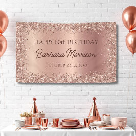 Rose Gold Foil Glitzer 80. Geburtstagsskript Banner