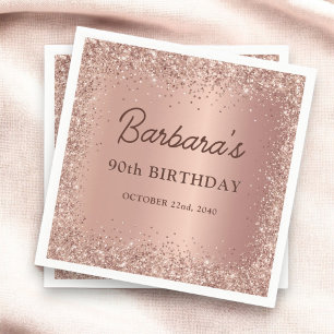 Rose Gold Foil Glitzer 90. Geburtstagsname Serviette
