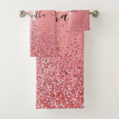 Rose Gold Foil Glitzer Badhandtuch Set (Insitu)
