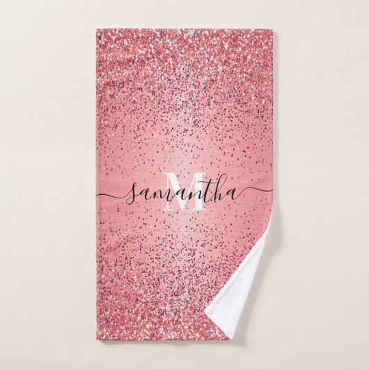 Rose Gold Foil Glitzer Badhandtuch Set (Handtuch)
