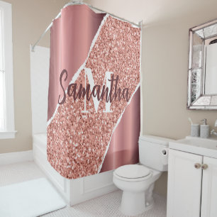 Rose Gold Foil Glitzer Duschvorhang