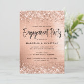 Rose Gold Foil Glitzer Engagement Partei Einladung (Stehend Vorderseite)