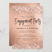 Rose Gold Foil Glitzer Engagement Partei Einladung (Vorne/Hinten)
