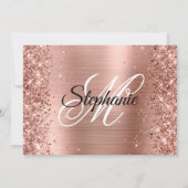 Rose Gold Foil Glitzer Extravagant Monogram Geburt Einladung (Rückseite)