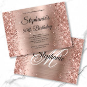 Rose Gold Foil Glitzer Extravagant Monogram Geburt Einladung