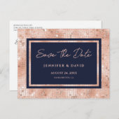 Rose Gold Foil Glitzer Hochzeit speichern das Datu Ankündigungspostkarte (Vorne/Hinten)