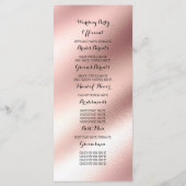 Rose Gold Foil Glitzer Hochzeitsprogramme Programm (Rückseite)