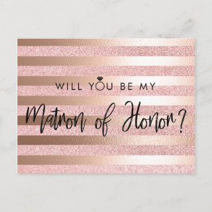Rose Gold Foil & Glitzer Matron of Honour Vorschla Postkarte
