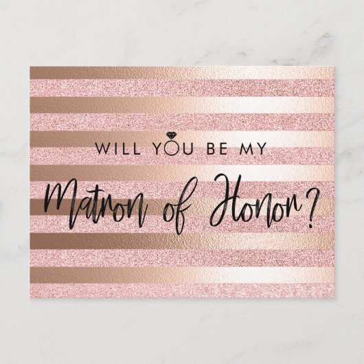 Rose Gold Foil & Glitzer Matron of Honour Vorschla Postkarte (Vorderseite)