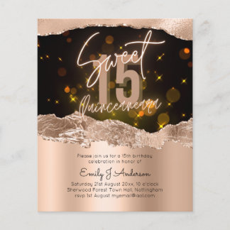 ROSE Gold Foil Glitzer Quinceanera 15. Fly Flyer