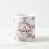 Rose Gold Foil Glitzer Rosa Marmorname Monogramm Kaffeetasse (Mittel)