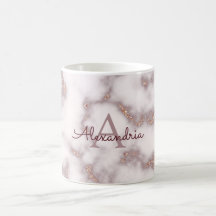 Rose Gold Foil Glitzer Rosa Marmorname Monogramm