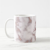 Rose Gold Foil Glitzer Rosa Marmorname Monogramm Kaffeetasse (Links)
