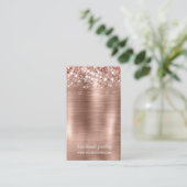 Rose Gold Foil Glitzer Signatur Ofenanzeige Visitenkarte (Stehend Vorderseite)