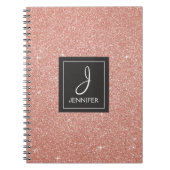 Rose Gold Foil Glitzer Sparkeller Monogram Noteboo Notizblock (Vorderseite)