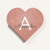 Rose Gold Foil Glitzer Sparkeller Monogram Noteboo Notizblock (Vorderseite)