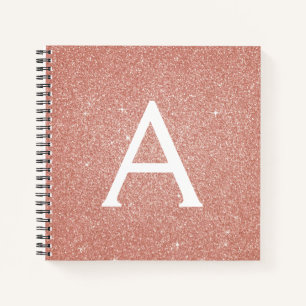 Rose Gold Foil Glitzer Sparkeller Monogram Noteboo Notizblock
