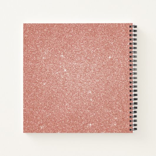 Rose Gold Foil Glitzer Sparkeller Monogram Noteboo Notizbuch (Rückseite)